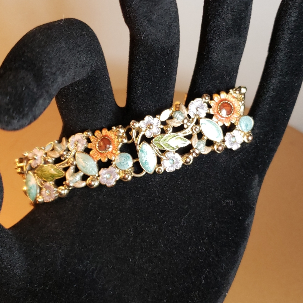 Liz Claiborne Enameled Bracelet Floral Design
